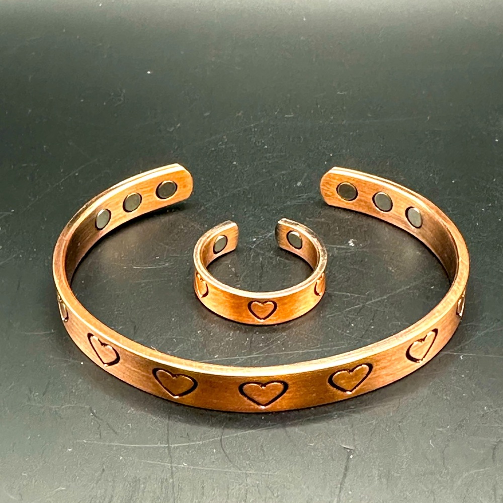 100% Copper love bracelet and ring